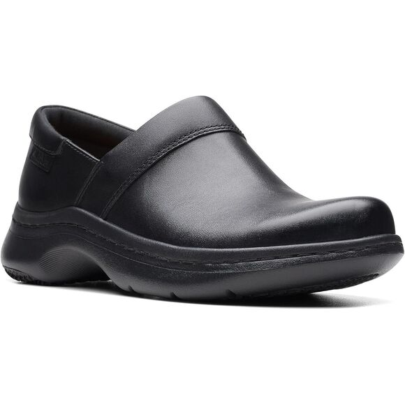 Clarks ClarksPro Gem Black Leather Work Shoes Women’s 8.5 M Slip Resistant Comfo